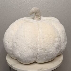Martha Stewart Cream Plush Pumpkin Pillow Neutral Fall Autumn Farmhouse 12x14